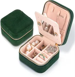 Travel Velvet Jewelry Box with Mirror Gifts Case for Women Girls Small Portable Organizer Boxes for Rings Earrings Necklaces Brace5234552