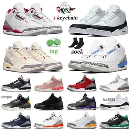 2023 3S Muslin Cardinal Red Jumpman Basketball Shoes 3 Patchwork Pine Green Sports Mens 여성 클래식 레이서 블루 UNC 시멘트 조각 Rust Jordon Jordab