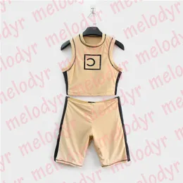 Women Sport Swimsuit Summer Yoga Clothes Tracksuits Letter Print Padded Beach Wear Vest Top Shorts Set