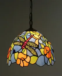 12 Inch Art Vintage Dragonfly Glass Shade Pendant Lamp LED Restaurant Kitchen Dining Room Lights Home Decor Light Fixtures el S8872655