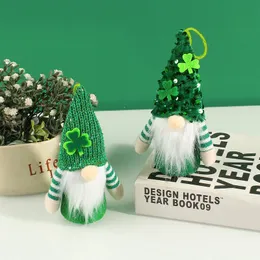 St Patricks Day Party Gnome h￤ngande ornament Irish Elf Luminous Dolls Hanging Pendants Decoration Kids Gifts