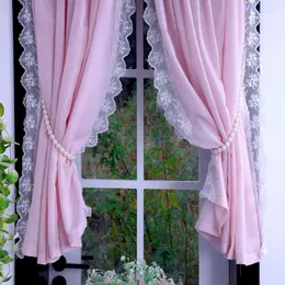 Kurtyna 2PCS Różowy dla dziewcząt sypialnia Białe zasłony tiulowe Zasłony do salonu w dzienniku