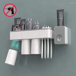 Bath Accessory Set Dreamburgh Magnetic Toothbrush Holder Automatic Toothpaste Squeezers Dispenser Bathroom Storage Organizer Rack