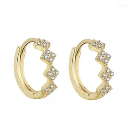 Hoop Earrings Gold-plated Hug Zircon Thin Ear Cartilage For Women With Round Minimal Perforated Jewelry