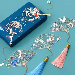 Китайский стиль фанат в форме металлической полой закладки красивые изысканные закладки Подарочная упаковка для подруги учитель