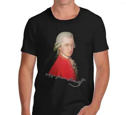 Polos masculinos Manga curta o pescoço Camiseta de algodão Homens de novidade Música Tema Mozart Autograph Print Shert 033026