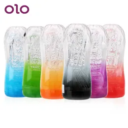 Beauty Items OLO Male Masturbator Cup sexy Products Endurance Exercise Soft Pussy Toys Transparent Vagina Vacuum Pocket for Men