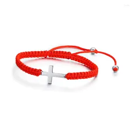 Pulseira de pulseira ajustável anka titanium aço de nylon cruzamento de nylon bracelete vermelho preto cristão trançado b00436