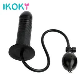 Articoli di bellezza IKOKY Masturbatore femminile gonfiabile Plug anale Dildo enorme con pompa Negozio sexy Giocattoli per pene finti per donne Prodotto per adulti