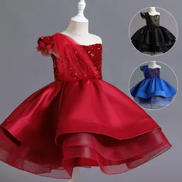 Vestido de renda de lacas de menina elegante 1-10 anos Festa de aniversário de crianças