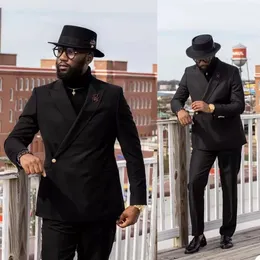 Czarne męskie garnitury Tuxedos Classic Fit Przystojny pan młody zużycie przyjęcia weselne Blazer Spods 2 -Piece Proste Terno Masculino One Button Długie rękawy