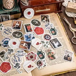 Hediye Sargısı 46 PCS Vintage Mini Etiketler Çıkartmalar Dekoratif DIY Scrapbooking Malzeme El Yapımı Pul Pul Jol Dergi Malzemeleri