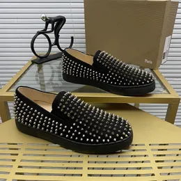 Top mens stylish studded shoes handcrafted real leather designer rock style unisex red soles shoes luxury fashion womens diamond encrusted casual shoe 00205