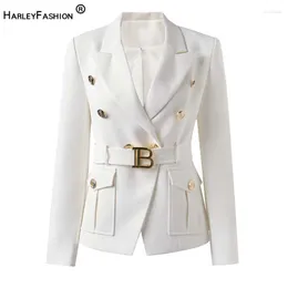 Kvinnors kostymer Fabrik Anpassa lyxkvalitet Classic Style Office White Black Women Pocket Blazers med BLET