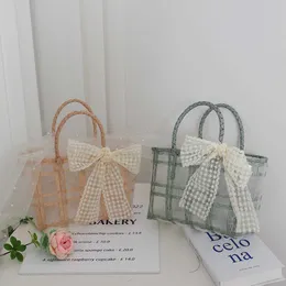 Beach bag Bridesmaid's Gift Sheet Shoulder Bag Pink Fairy Transparent Straw Woven Wedding Sister Group Box 221226
