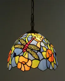 12 Inch Art Vintage Dragonfly Glass Shade Pendant Lamp LED Restaurant Kitchen Dining Room Lights Home Decor Light Fixtures el S6695683