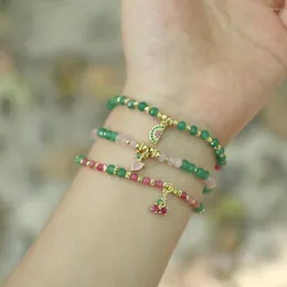 Charmarmband Eyika färgglada naturstenpärlor Zirkonfrukt Strawberry Cherry -armband Hjärta växlar KLASPER Kvinnor Girl Children Jewelry