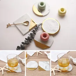 Table Mats 1PC Ceramic Marble Drink Coffee Cup Mat Easy To Clean Placemats Round Tea Pad Desk Decoration