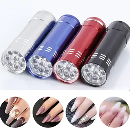 Asciuga unghie Mini 9 LED Torcia elettrica Lampada UV Maschera gel per unghie portatile Strumento per manicure ad asciugatura rapida