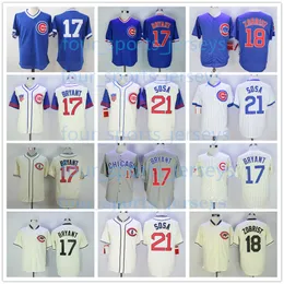 Retro baseball Jerseys 17 Kris Bryant 18 Ben Zobrist 21 Sammy Sosa Men Women Youth Size S--6XL sdskndsasdas