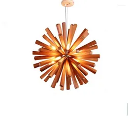 Ljuskronor modern ljus lyx kreativitet ledde massivt trä maskros hängande lampa ljuskrona för vardagsrum bar café foajé studie