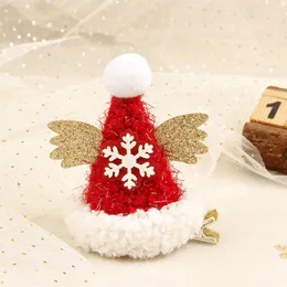 2022 New Bright Velvet Christmas Hair Clip Snowflake Wings Deer Lettering Cute Christmas Day Decorative Hair Ornament RRD07