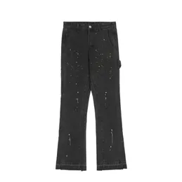 Jeans Men Fashion Brand Galry Designer Depart Denim Cool Casual Hip Hop Loose Speckled Ink Worn Men's Flare Pan Slim Pants Trousers High Street 63V0