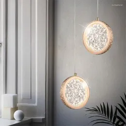 Pendant Lamps Modern LED Light Nordic Gold Crystal Chandeliers Indoor Lighting Home Decor Stair Living Room Bedroom Bedside Decoration