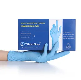 12 par w magazynie Titanfine w USA cena fabryczna 3.5g niebieskie bezlateksowe bezpudrowe jednorazowe rękawiczki nitrylowe do egzaminu