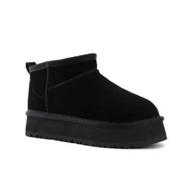 Botas 2022 Diseñador Australia Plataforma Cálido Invierno Botas para la nieve Parte inferior gruesa Cuero real Slip-on Fur Tobillo BotinesHUggb