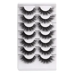 False wimpers 7pairs pack Cat-Eye Fluffy Faux Mink Lashes Wispy dramatische langdikke volume nep oog lag multipack