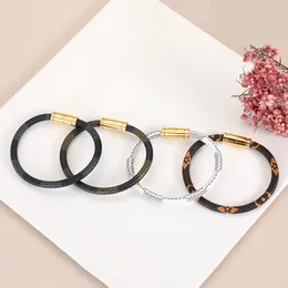 Top men's Bangles bracelet designer luxury women's leather bracelets vintage leather rope magnetic buckle couple lucky bangle