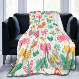 Coperte flanella coperta doodle farflies pattern micro pile ultra-soft per divano letto da un camino viaggio a casa inverno primavera autunno