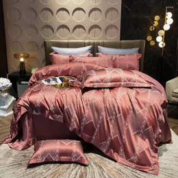 Bedding Sets European And American Style Satin Jacquard Four-piece Cotton Breathable Double Bed Single Quilt Cover Fashion Home Textile Kit