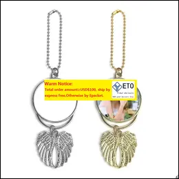 هدايا الفنون والحرف الهدايا المنزلية حديقة تسامي قلادة فارغة مع سلسلة الألومنيوم Sier Angel Wings Charm Po C Dhswv