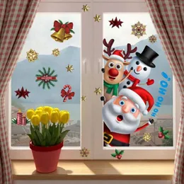 窓ステッカークリスマスウォール冷蔵庫ガラスステッカーサンタクロースエルクギフトホームクリスマス装飾品の陽気な装飾