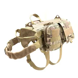 Giacche da caccia HANWILD Aggiornato K9 Dog Training MOLLE Vest Harness Service con maniglia di trazione Gilet per animali domestici 3 Borse 4 Taglie194m