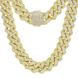 Mens largura de cadeia pesada 18mm 18/20/24 polegadas 14k amarelo de ouro amarelo Bling CZ Stone Miami Chain Chain Chain Bracelet Jewelry for Men Punk Jewelry Correnturas pesadas