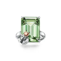 Anillos Band Square Diamond Diseñador de lujo Joyas Amores Amantes Amantes Ring Profunda Proposición de mujeres Pareja Fiesta de boda de Acción de Gracias Valentín Anillos de oro Verde