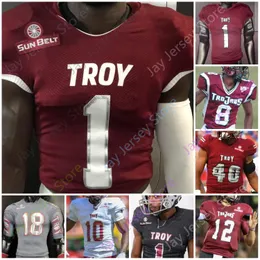 Nya fotbollströjor 2020 Anpassad Troy Trojans Football Jersey NCAA College Will Choloh Reddy Steward B. J. Smith Jacob Free Richard Jibunor Terence Dunlap