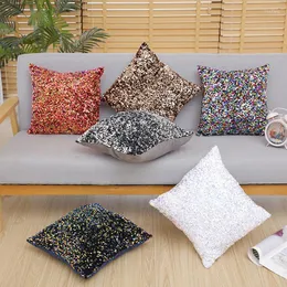 Pillow Color Sequins Covers Wedding Party Decoration Silver White Square Waist Cases Shiny Pillowcases For Bed Sofa