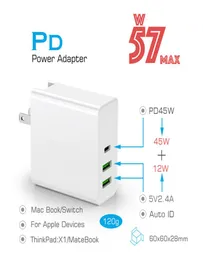 45W PD ładowarki USB C Adapter Power PDQC30 TYPEC 3PORT TALL TARMOR dla laptopów USBC MacBook Xiaomi Samsung Chargers8944368