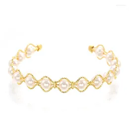Bracelet fine perle ouverte élégante vague double couche avec perles pour femmes fille fête bijoux cadeau