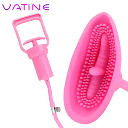 Skönhetsartiklar Vatine Vagina Pump Tongue Slicking Sucking Nipple Vibrator Vakuum Pussy 10 Speed ​​Sexy Toys For Woman Clitoris Stimulator