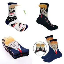 Donna Uomo Trump Crew Socks Capelli gialli Divertenti cartoni animati Calze sportive Hip Hop Sock bb1227