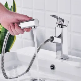 Bathroom Sink Faucets Basin Faucet Single Handle Mixer Taps Silver Deck Mounted And Cold Water Tap Square Shape