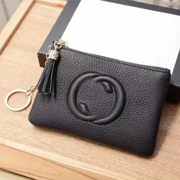 7A Designer Coin Purses Lady Embossed Letter Brand Logo Wallets Men Tassel Genuine Leather Burse