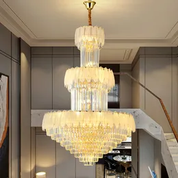 Nowoczesne kryształowe żyrandole LED LED duże amerykańskie światła żyrandola opraw europejski luksus Droplight Big Project Home Villa Loft Staircase Hall Lampa
