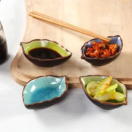 Dinnerware Sets Kitchen Bowl Tool Dish Creative Ice Crack Glaze Leaf Ceramic Seasoning Soy Sauce Vinegar Small Plates 11 6 3cm