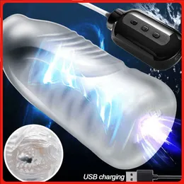 Artículos de belleza Mamada Máquina de succión Vibrador masculino Mastuburador Coño Bolsillo Entrenador de pene Juguetes sexy para hombres Adultos 7 Modos Succión fuerte